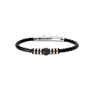 Mabina Bracciale in argento con lab leather e zirconi neri 533852